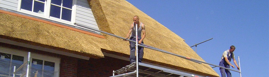 Nieuwbouw rieten dak op boerderij